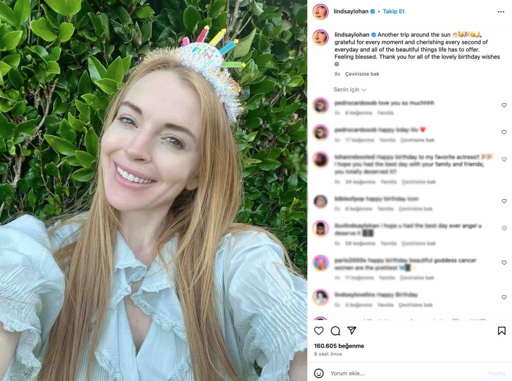 lindsay lohan dan 38. dogum gunu paylasimi her an icin minnettarim